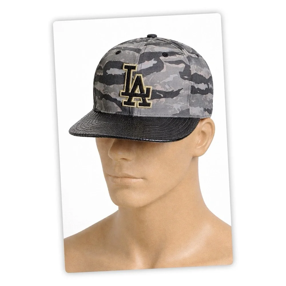 LA Dodgers Camo SnapBack Hat Black Brim Gold Logo Baseball Cap Adjustable